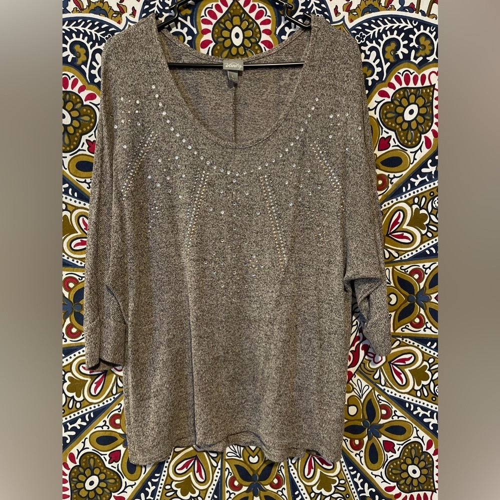 Vanity Sheer Rhinestone Top Size L - Picture 1 of 3